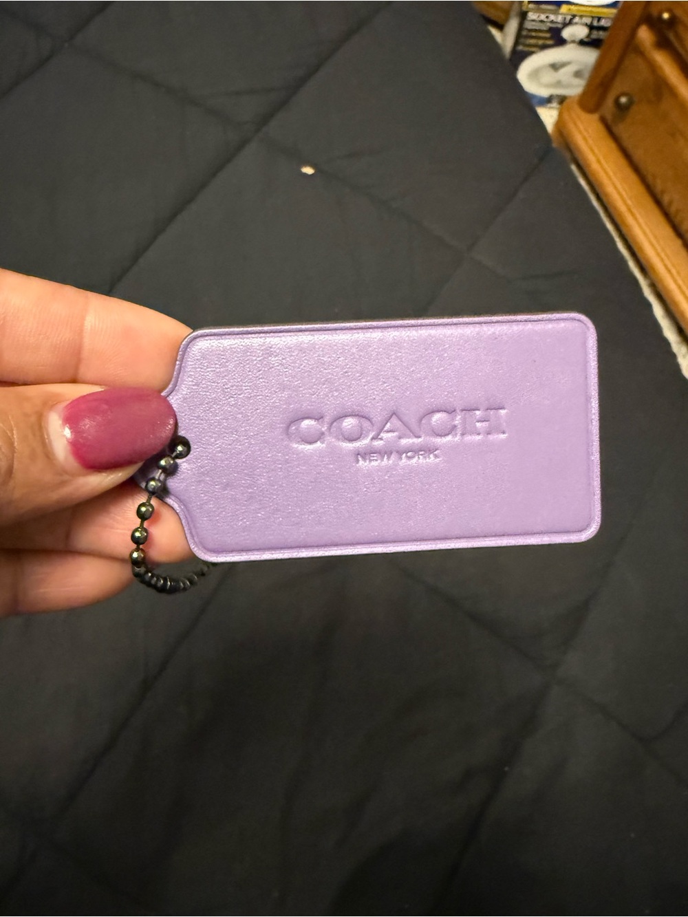 Coach  Authentic Purple Leather Hangtag – Customized/Embellished